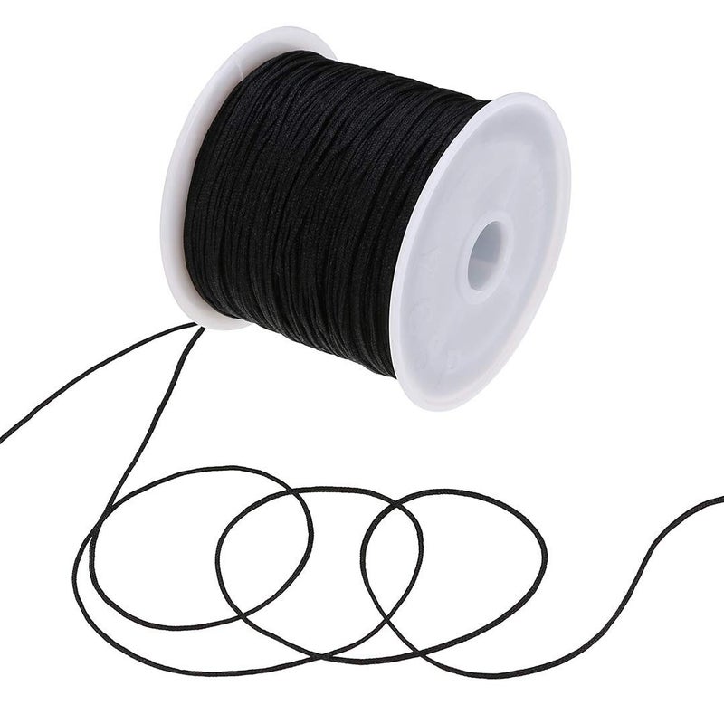 Mayitr 0.8mm Nylon Cord, Thread Chinese Knot Macrame Rattail Bracelet Braided String (Black) - Image 2